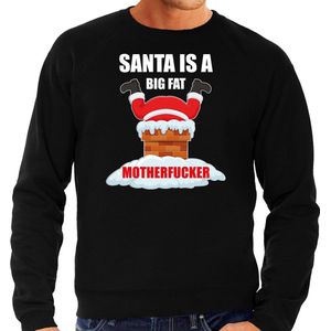 Grote maten Foute Kerstsweater / Kerst trui Santa is a big fat motherfucker zwart voor heren - Kerstkleding / Christmas outfit XXXL