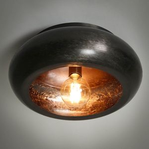 Landelijk robuuste plafondlamp Track | 1 lichts | zwart / bruin | metaal | Ø 42 cm | hal / woonkamer lamp | modern / sfeervol design