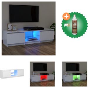 vidaXL Tv-meubel met LED-verlichting 120x30x35-5 cm wit - Kast - Inclusief Houtreiniger en verfrisser