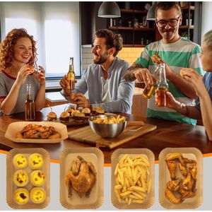 100 stuks bakpapier voor Ninja Foodi MAX Dual Zone heteluchtfriteuse [AF300EU] [AF400EU], 20 x 14 cm anti-aanbaklaag, waterdicht, oliebestendig, perkamentpapier, airfryer, accessoires voor dubbele