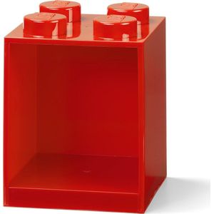 LEGO Iconic Brick Boekenplank - 4 Noppen - Rood