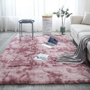 Zachte pluizige tapijten, imitatiebont vloertapijt, extra zacht en comfortabel tapijt, antislip indoor pluizig dik tapijt voor woonkamer, slaapkamer (roze, 80 x 160 cm)