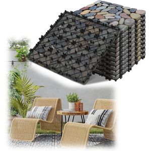 Aufun Steentapijt Natuursteen Leisteen Tegels 30 x 30 cm Tegelmatten 1 m² = 11 Terrastegels Marmer Mozaïek Balkontegels Kliktegels Vloeren voor Balkon, Tuin (Gekleurde Steenschijven)