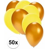 50x ballonnen goud en geel - knoopballonnen