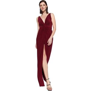 Trendyol Zwarte Gevoerde Gebreide Lange Elegante Avond- En Nachtjurk Tprss19Ut0099