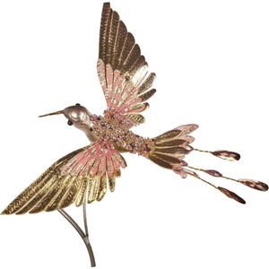 Goodwill Kerstbal Vogel-Kolibrie op Klip Roze-Goud 20 cm