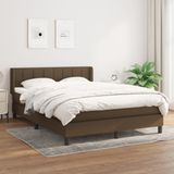 vidaXL - Boxspring - met - matras - stof - donkerbruin - 140x200 - cm