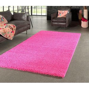 Flycarpets Candy Shaggy Vloerkleed - 80x150cm - Fuschia Roze - Hoogpolig - Woonkamer - Kinderkamer - Loper