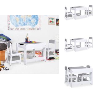 vidaXL Kindertafel En Stoel - Kindertafels En Stoelen - Tafel En Stoelenset - Tafel En Stoelensets - Kindertafel met 2 stoelen MDF wit