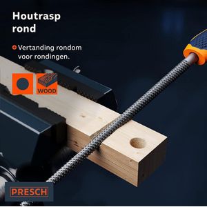 Houtrasp 200mm Rond - Hoogwaardige rasp allround snede H2 - Bewerken rondingen hard- of zachthout - Professionele houtvijl Raspen