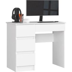 Functioneel Bureau met 4 Laden | Ergonomisch en Elegant | Wit | Voor Thuis en Kantoor | 90 x 77 x 50 cm