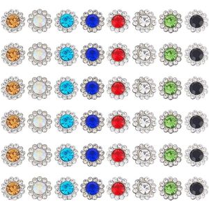 400Pcs 8 Kleuren 9mm Bloem Naaien Strass Kristallen Glas Metalen Platte Basis Steentjes Knoppen voor Kleding Oorbel Riem Schoenen Decoratie