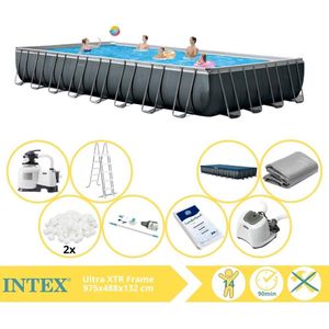 Intex Ultra XTR Frame Zwembad - Opzetzwembad - 975x488x132 cm - Inclusief Filterbollen, Stofzuiger, Zoutsysteem en Zout
