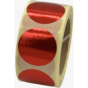 Rode Sluitsticker - 250 Stuks - rond 25mm - hoogglans - metallic - sluitzegel - sluitetiket - chique inpakken - cadeau - gift - trouwkaart - geboortekaart - kerst
