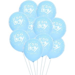10 ballonnen It's a Boy blauw met witte tekst en afbeeldingen - ballon - boy - blauw - babyshower - genderreveal