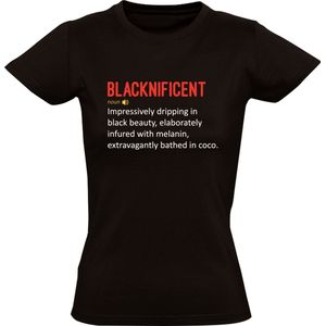 Blacknificent Dames T-shirt - zwart - quote - coco - beauty - shirt