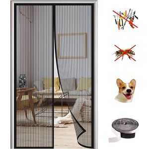 Magnetisch vliegengaas voor deur, insectenwerend, magnetisch muggennet, automatisch gesloten, anti-muggengordijn voor balkon- en terrasdeur, zwart A, 70 x 200 cm