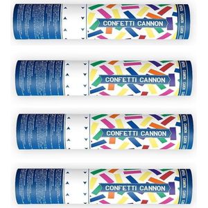 Feestpakket van 4x stuks confetti papier kanonnen kleuren mix 20 cm - Confettikanonnen - Partyshooters - Feestartikelen