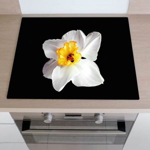Inductiebeschermer witte narcis | 78 x 52 cm | Keukendecoratie | Bescherm mat | Inductie afdekplaat