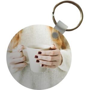 Sleutelhanger - Vrouw - Trui - Koffie - Plastic - Rond - Uitdeelcadeautjes - Kerst - Cadeau - Kerstcadeau voor mannen en voor vrouwen