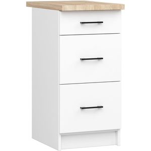 Keukenkast modulaire OLIWIA S40 met Verkblad / Onderkast met 3 Lades / AKORD Furniture Factory / Wit / 40 x 85 x 46 cm