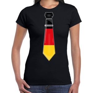 Bellatio Decorations Verkleed shirt voor dames - stropdas Duitsland - zwart - supporter - themafeest XS
