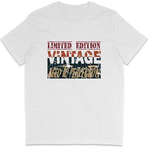 Grappig Heren en Dames T Shirt - Vintage Print Limited Edition - Wit - XS