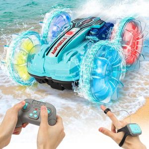 Ophy - RC Auto - Amfibisch Voertuig Afstandsbediening Auto -Speelgoedauto - Amphibieën Waterdichte RC Stunt Auto - 4WD 360° Roterende Gebeursensor - Stunt RC met Lichten - voor 3 4 5jaar Meisjes en Jongens