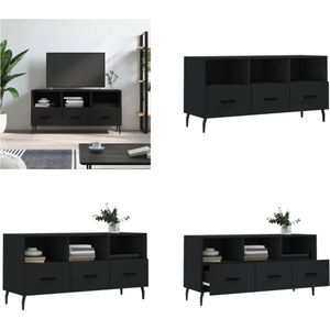 vidaXL Tv-meubel 102x36x50 cm bewerkt hout zwart - Tv-meubel - Tv-meubelen - Tv Kast - Opbergkast