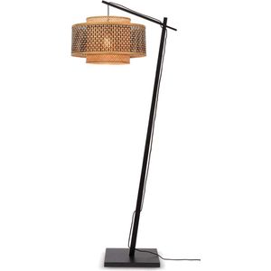 GOOD&MOJO Vloerlamp Bhutan - Bamboe Zwart/Naturel - 75x30x176cm - Scandinavisch,Bohemian - Staande lamp voor Woonkamer - Slaapkamer