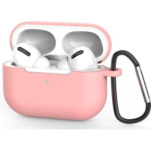 Beschermhoes met riemclip  voor Apple Airpods Pro - Roze - Siliconen case geschikt voor Apple Airpods Pro