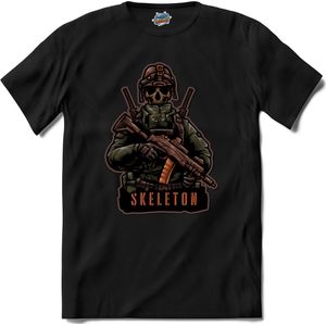 Tactical skelet | Airsoft - Paintball | leger sport kleding - T-Shirt - Unisex - Zwart - Maat L