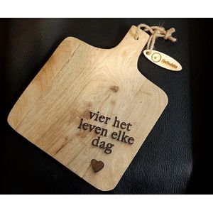 Schubie - Kaasplankje -Borrelplankje - Vier het Leven - Mangohout - Cadeau - Tapasplank