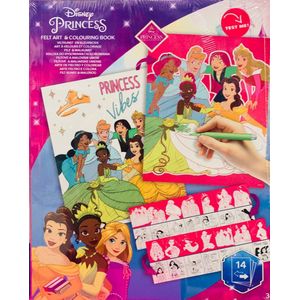 Disney Princess - Kleurboek met vilt - Knutselen voor meisjes - Knutselen voor jongens - Vilt kleurboek, 28 kleurplaten met al jouw Disney prinsessen