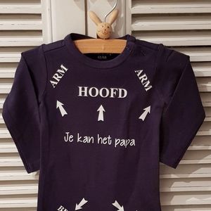 Shirtje blauw baby tekst cadeau | hoofd arm je kan het papa | Lange of korte mouw | donkerblauw met wit | maat 56-110 | liefste pap grappig cadeautje verjaardag geboorte kraamcadeau zwangerschap aankondigen