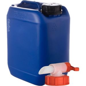 Jerrycan 5 liter – met kraan – handig stapelbaar – UN gekeurd – voor water en gevaarlijke vloeistoffen – inclusief dop – totaal te legen