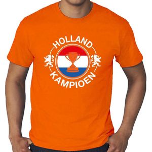 Grote maten oranje t-shirt Holland / Nederland supporter Holland kampioen met beker EK/WK voor heren XXXL