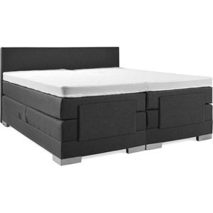 Soft bedden Elektrische Boxspring - 140x220 - Incl. Glad hoofdbord - Antraciet met plint