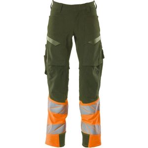 Mascot Accelerate Safe Broek Met Kniezakken 19179 - Mannen - Mosgroen/Oranje - 60