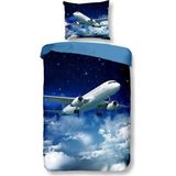 Snoozing Plane - Dekbedovertrek - Junior 120x150 cm + 1 kussensloop 60x70 cm - Blue