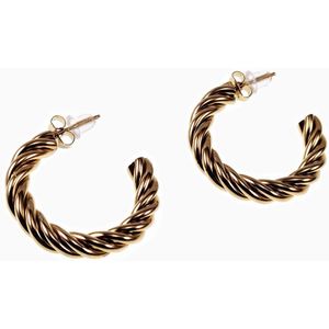 ∅30mm x 5mm Gedraaide Oorringen Dames - Stalen Goud Kleur - Retro Oorbellen Trend