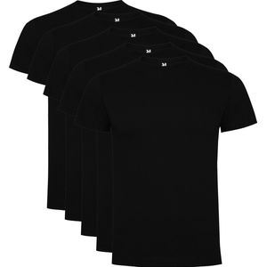 5 Pack Roly Dogo Premium Heren T-Shirt 100% katoen Ronde hals Zwart, Maat 5XL