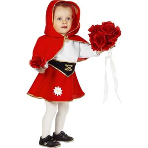 Wilbers & Wilbers - Roodkapje Kostuum - Sprookjesbos Rood Jurkje Met Cape ( Baby) Meisje - Rood - Maat 98 - Carnavalskleding - Verkleedkleding
