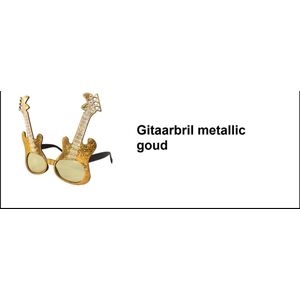 Gitaarbril metallic goud - Festival thema feest party muziek gitaar bril