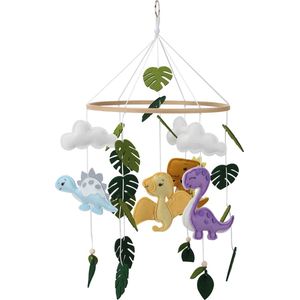 Kersvers - Box mobiel - dino - dinosaurus speelgoed - Vilt - Wieg - Babykamer - zonder muziekarm - jurassic world - dinosaurussen - Mobiel baby jongen - Dieren - Kraamcadeau