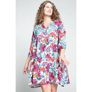 Paprika Korte tuniekjurk in viscose met bloemenprint en lurex