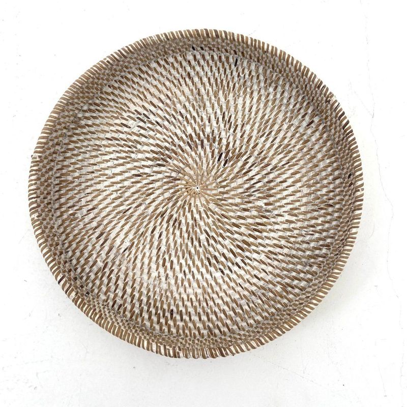 Rotan dienblad 30 cm white wash - kaarsenplateau - serveerplank - tray - plateau - decoratie - woonaccessoires