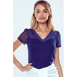 Eldar mooie kanten donkerblauw blouse- Elois XL