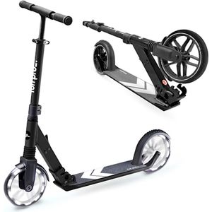 Five Scooter Deluxe Autoped Step - Vanaf 10 Jaar - Voor 120 - 190 Cm Lengte - Tot 100 Kg Lichaamsgewicht - Inklapbaar - In Hoogte Verstelbaar Stuur - Ergonomische Handvaten - Voetplank Tot Schoenmaat 50 - Draagriem - Wrijvingsrem - Grote Led Wielen