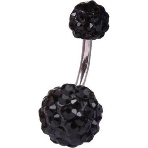 Fako Bijoux® - Navelpiercing - Disco Dots Duo - Zwart